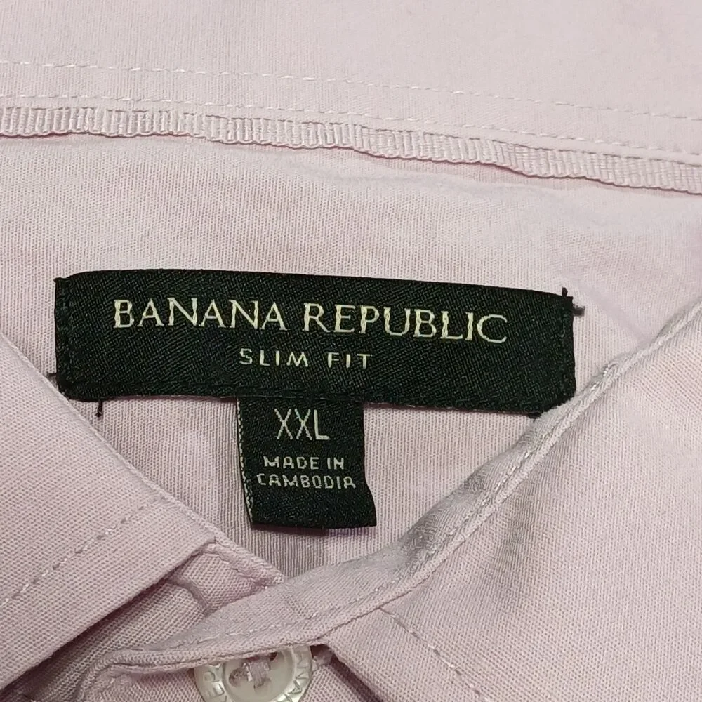 Banana Republic Mens XXL Purple Lavender Slim Long Sleeve Button Up Shirt Preppy